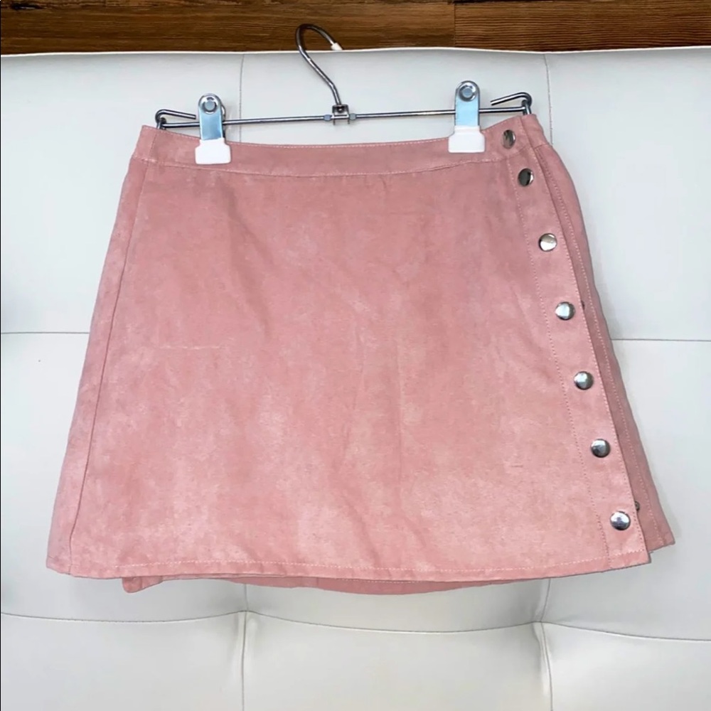 Pink Suede Mini Skirt